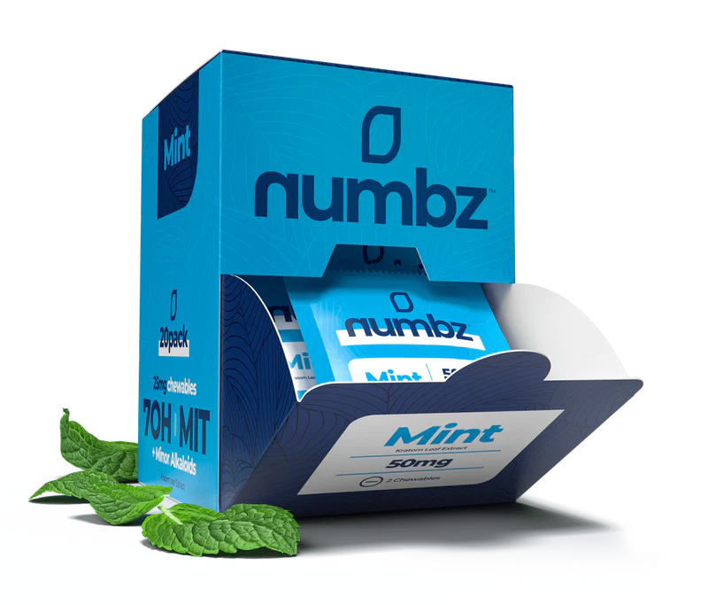 Numbz 7OH kratom extract chewable tablets mint