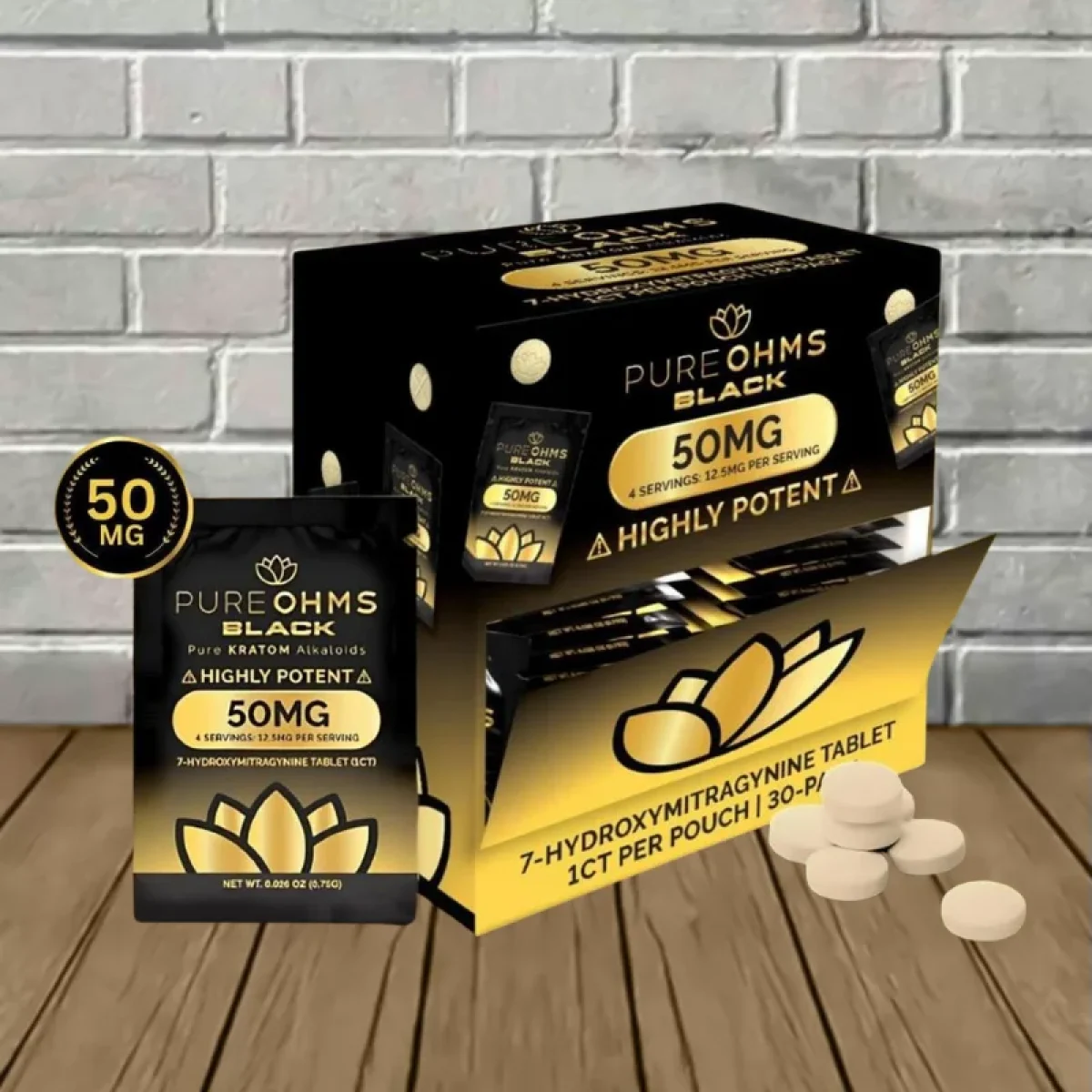 Pure Ohms Black 7OH kratom extract tablets